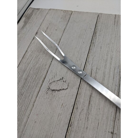 Vintage Heuck Meat Utility Fork Black Handle 11 1/2" Chrome - Picture 3 of 8